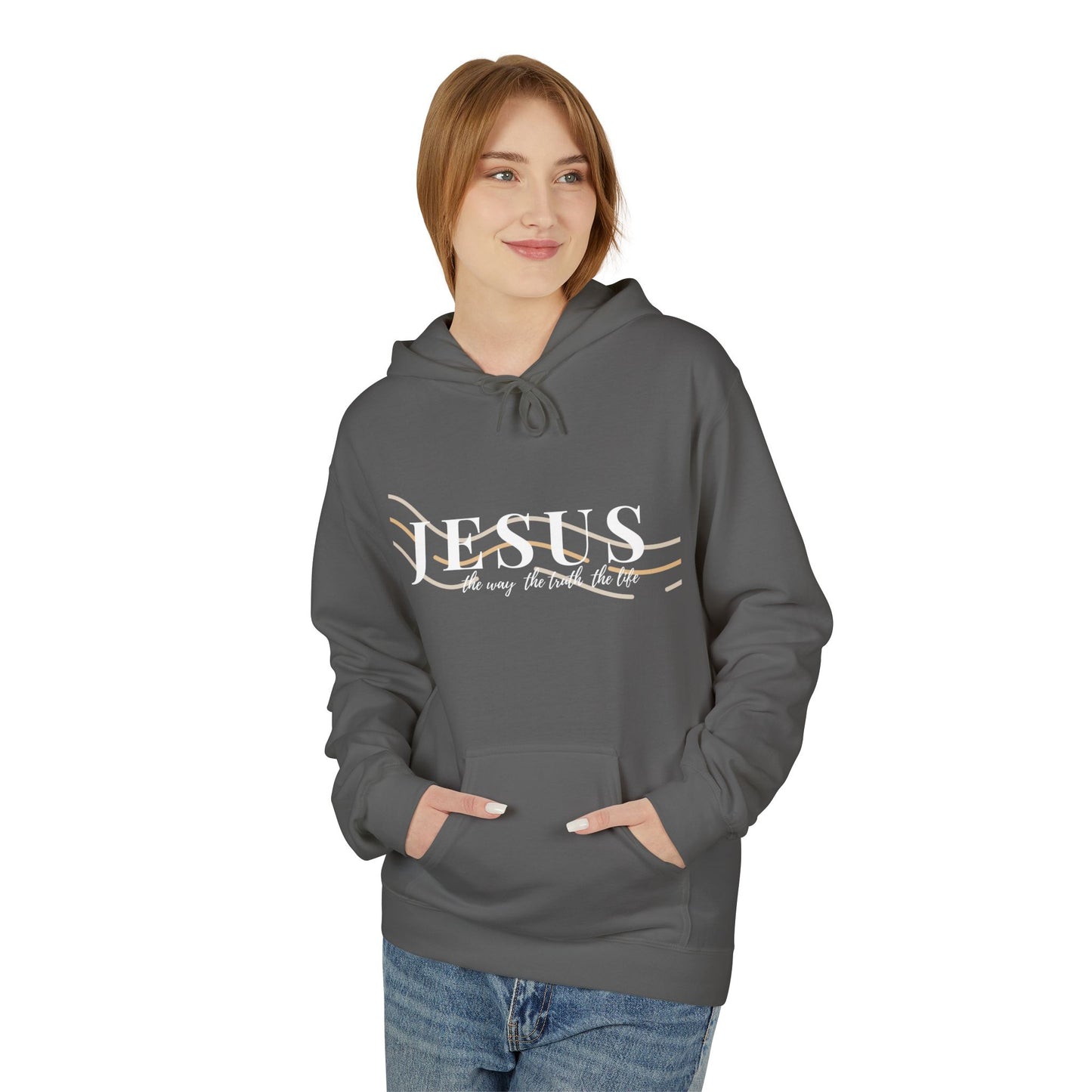 Jesus The Way The Truth The Life, Inspirational Fleece Hoodie, Everyday Comfort Wear