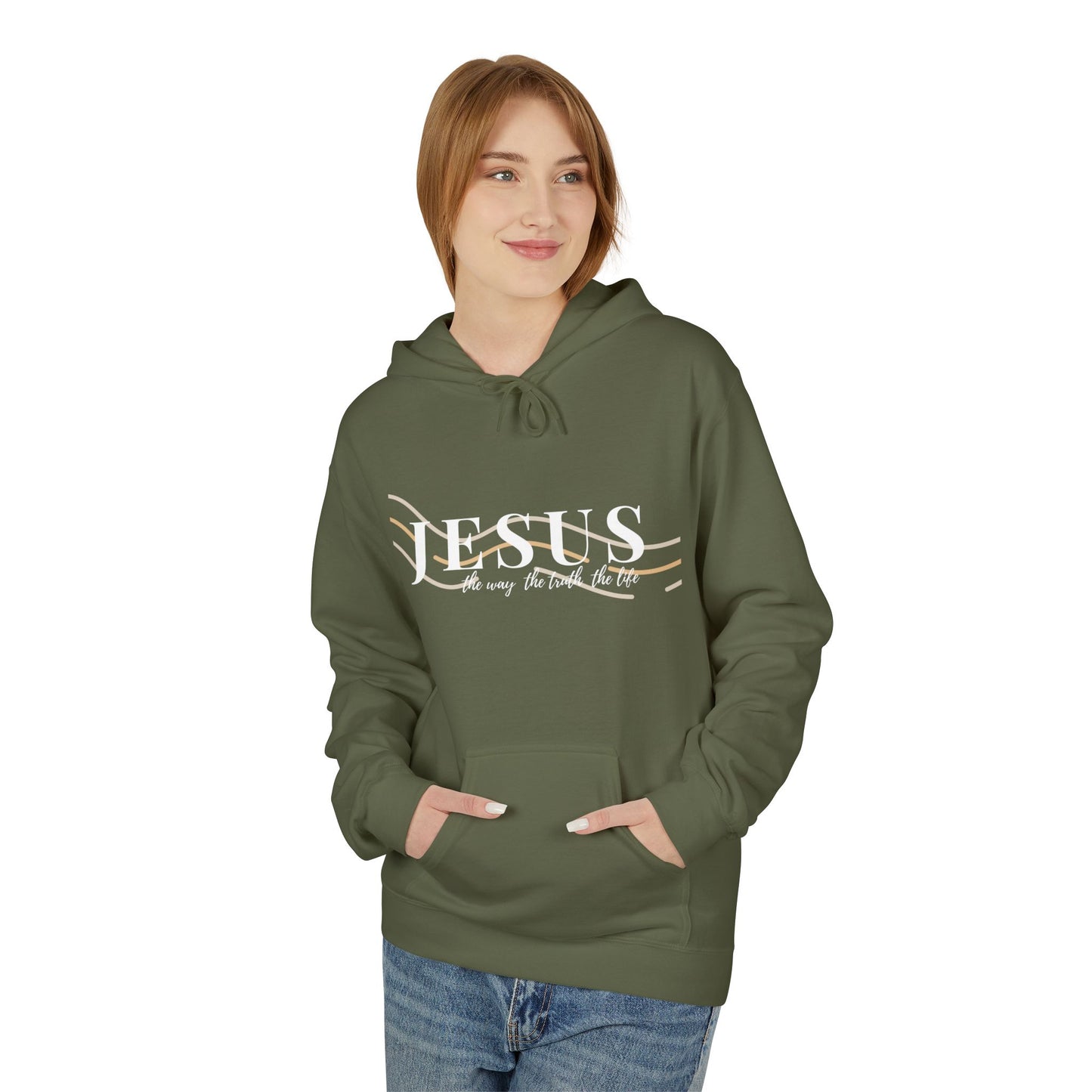 Jesus The Way The Truth The Life, Inspirational Fleece Hoodie, Everyday Comfort Wear