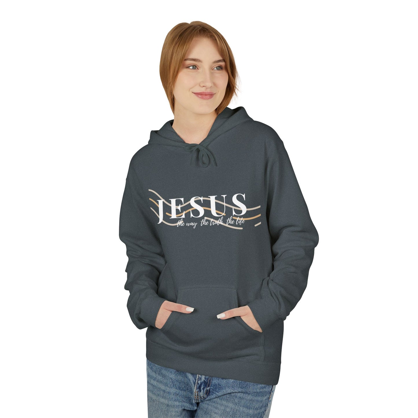 Jesus The Way The Truth The Life, Inspirational Fleece Hoodie, Everyday Comfort Wear