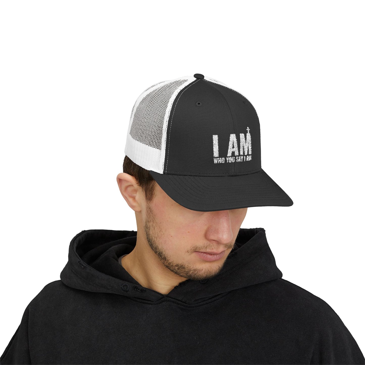 I AM Who You Say I Am, Inspirational Snapback Trucker Cap, Perfect for Casual Wear, Outdoor Activities