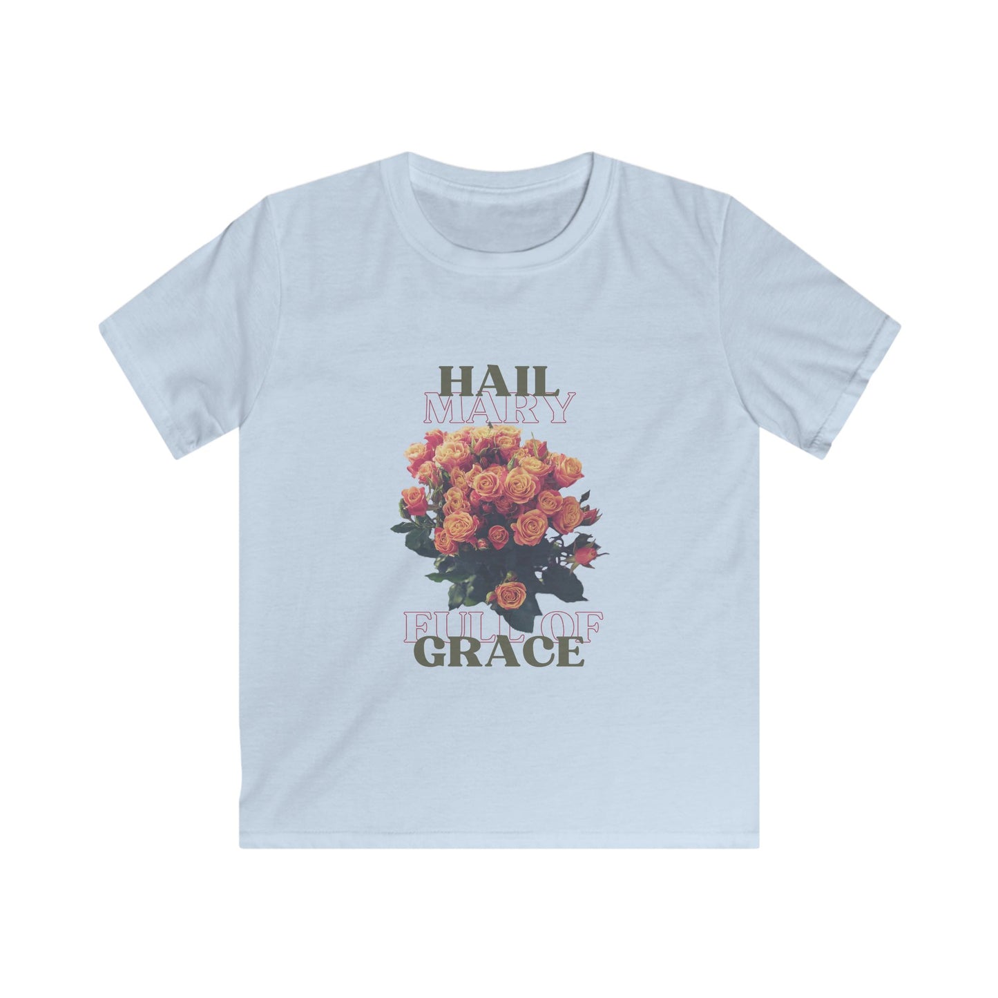 Hail Mary Full of Grace, Blooms of Grace Kids Tee - Uplifting Floral Graphic, Perfect for Everyday Wear