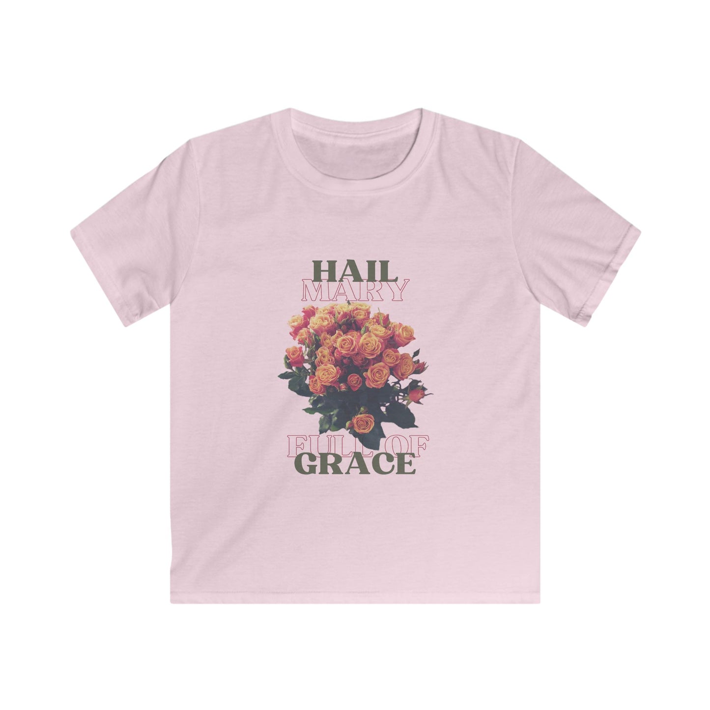 Hail Mary Full of Grace, Blooms of Grace Kids Tee - Uplifting Floral Graphic, Perfect for Everyday Wear