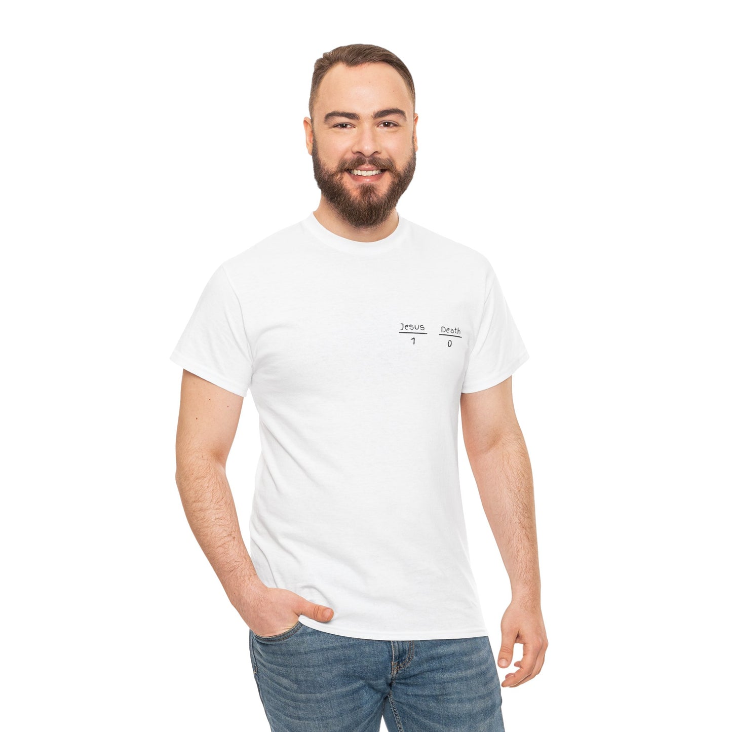 Jesus vs. Death Score T-Shirt, Religious Tee, Unisex Cotton Shirt