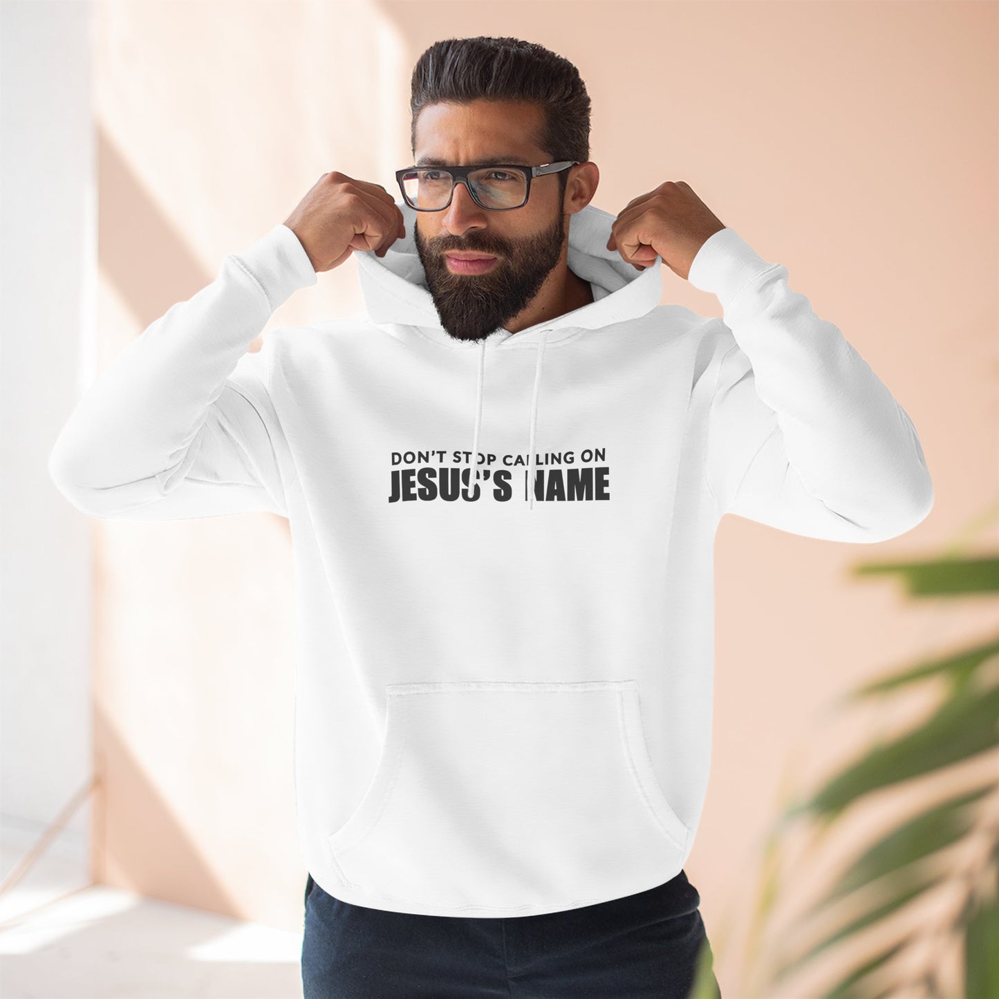 Don't Stop Calling Jesus's Name, Inspirational Fleece Hoodie - Faith, Comfort, Christian Apparel for Everyday Wear, Cozy Church Outfit