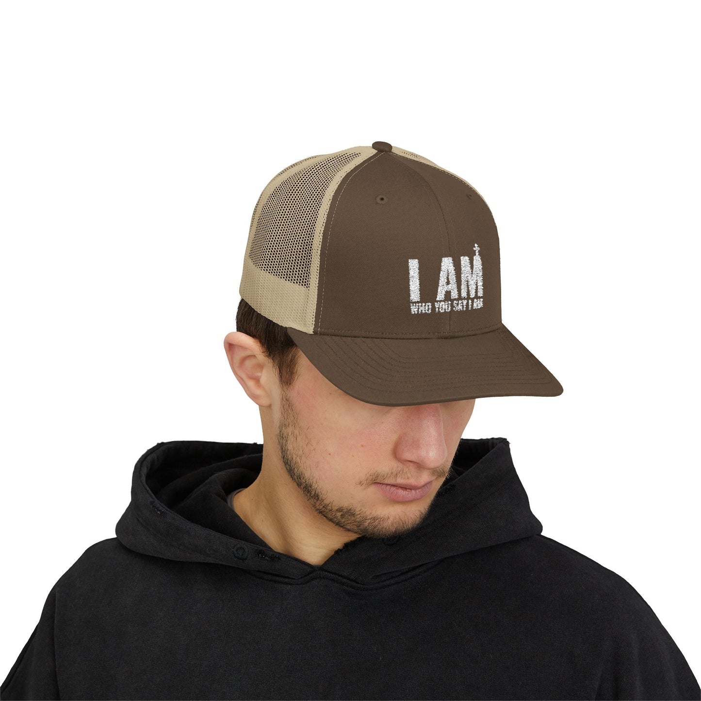 I AM Who You Say I Am, Inspirational Snapback Trucker Cap, Perfect for Casual Wear, Outdoor Activities