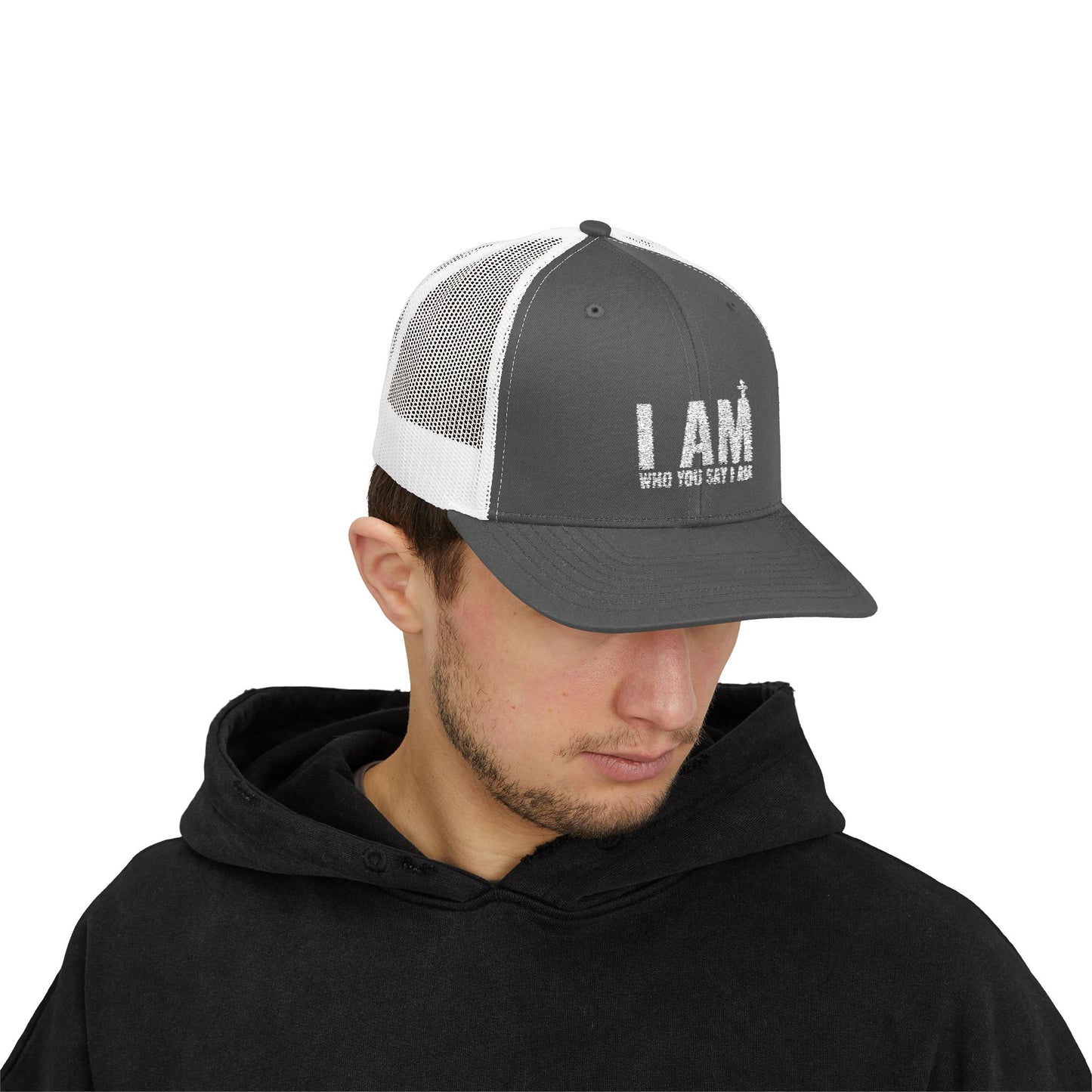 I AM Who You Say I Am, Inspirational Snapback Trucker Cap, Perfect for Casual Wear, Outdoor Activities