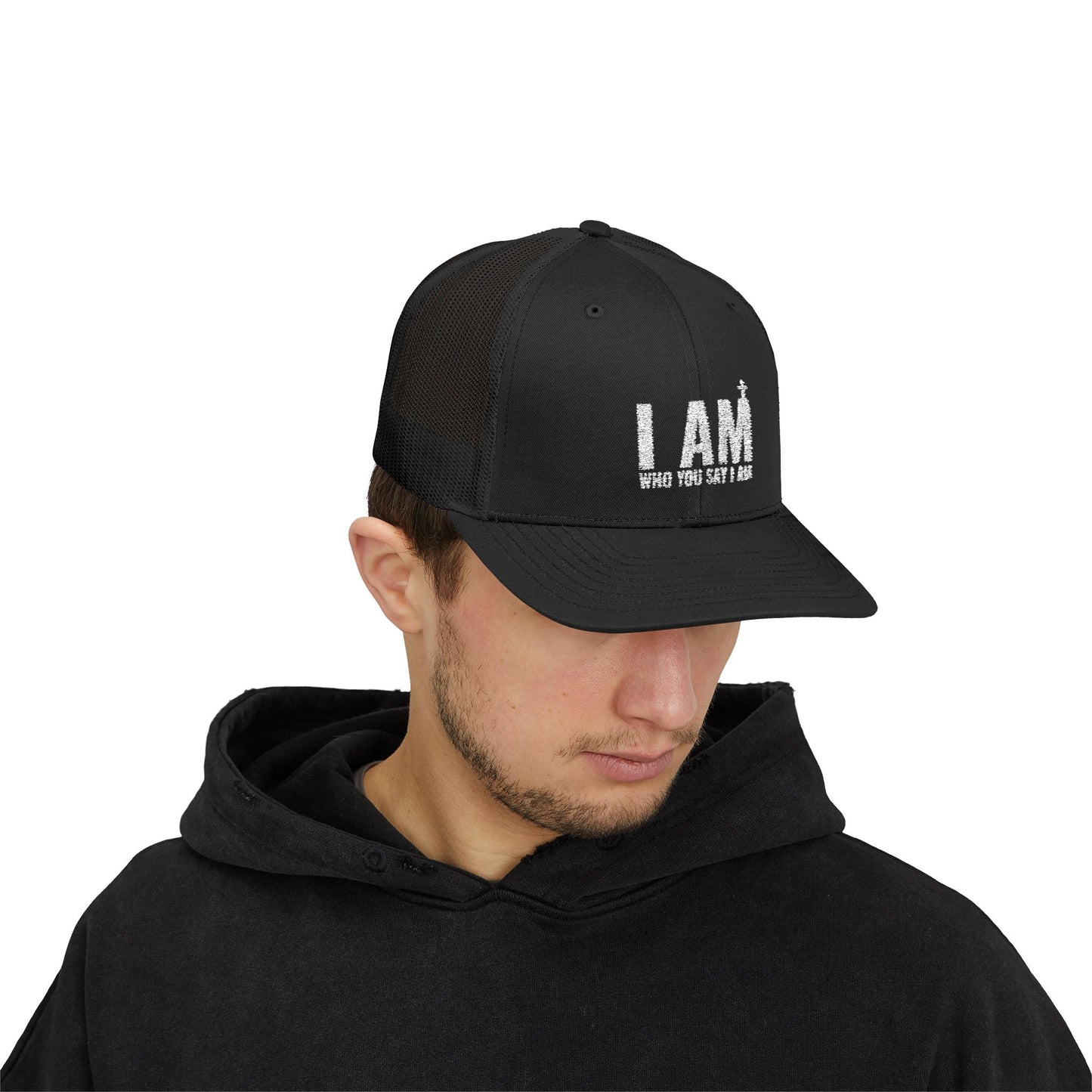 I AM Who You Say I Am, Inspirational Snapback Trucker Cap, Perfect for Casual Wear, Outdoor Activities