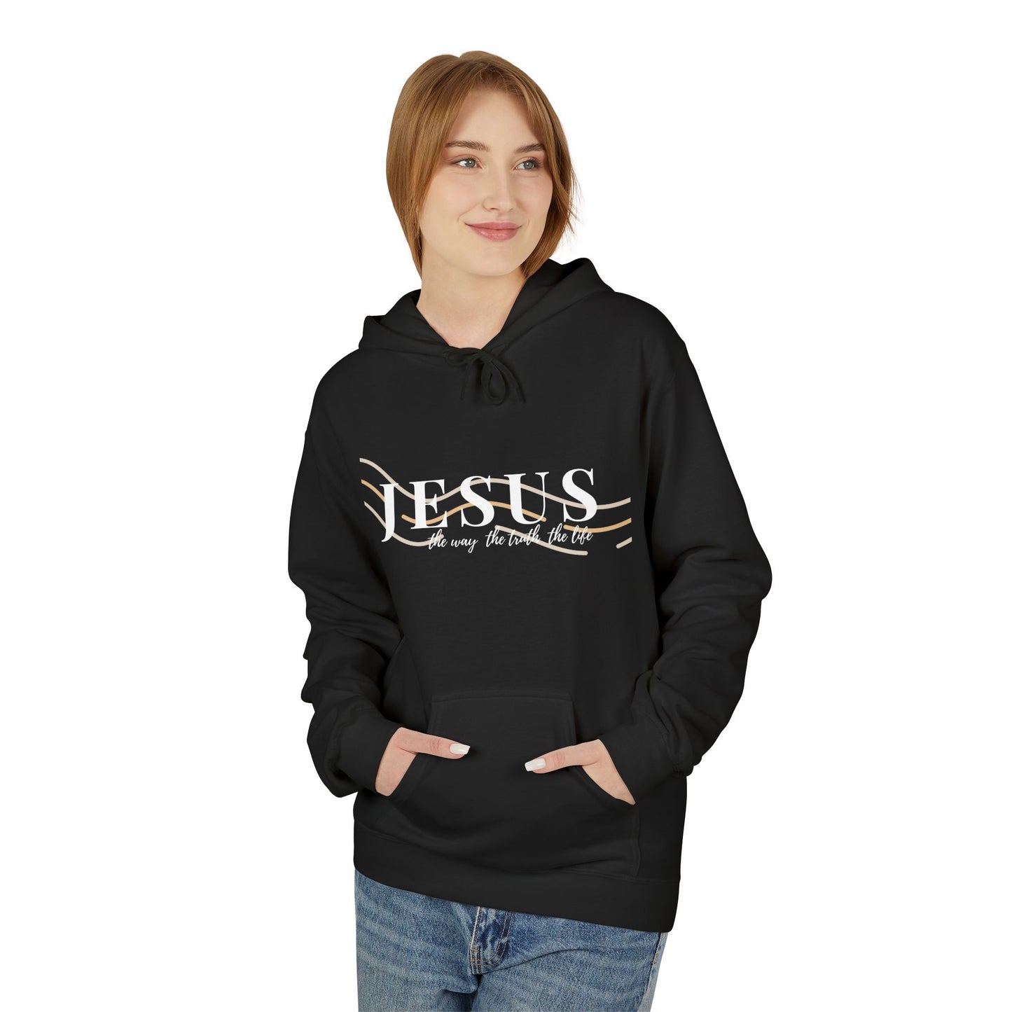 Jesus The Way The Truth The Life, Inspirational Fleece Hoodie, Everyday Comfort Wear