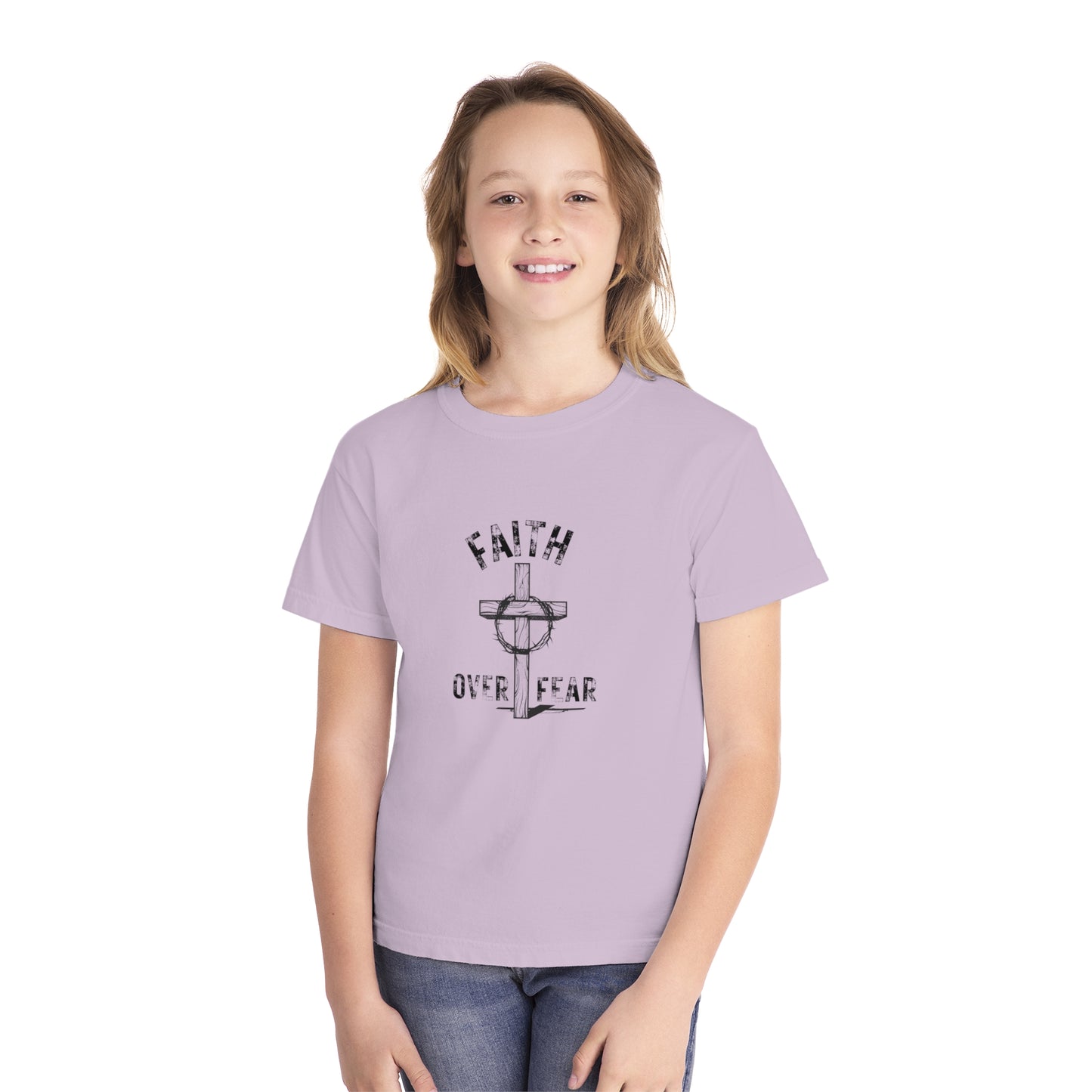 Faith Over Fear Kids Tee 100% Ringspun Cotton Shirt