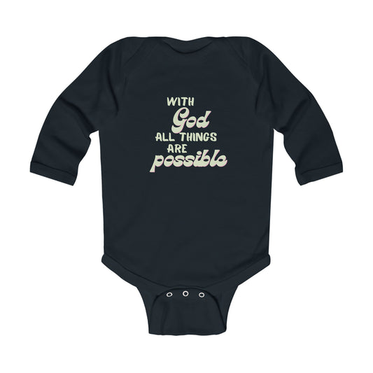 With God All Things Are Possible, Cute Baby Gift, Christian Baby Outfit, Inspirational Baby Clothes