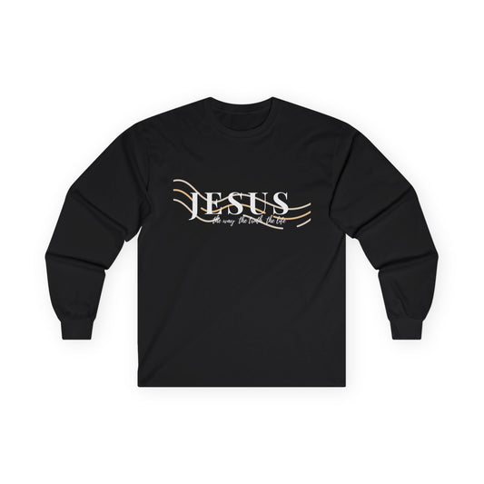 Jesus The Way The Truth The Life, Minimalist Long Sleeve Tee for Casual Style, Everyday Wear