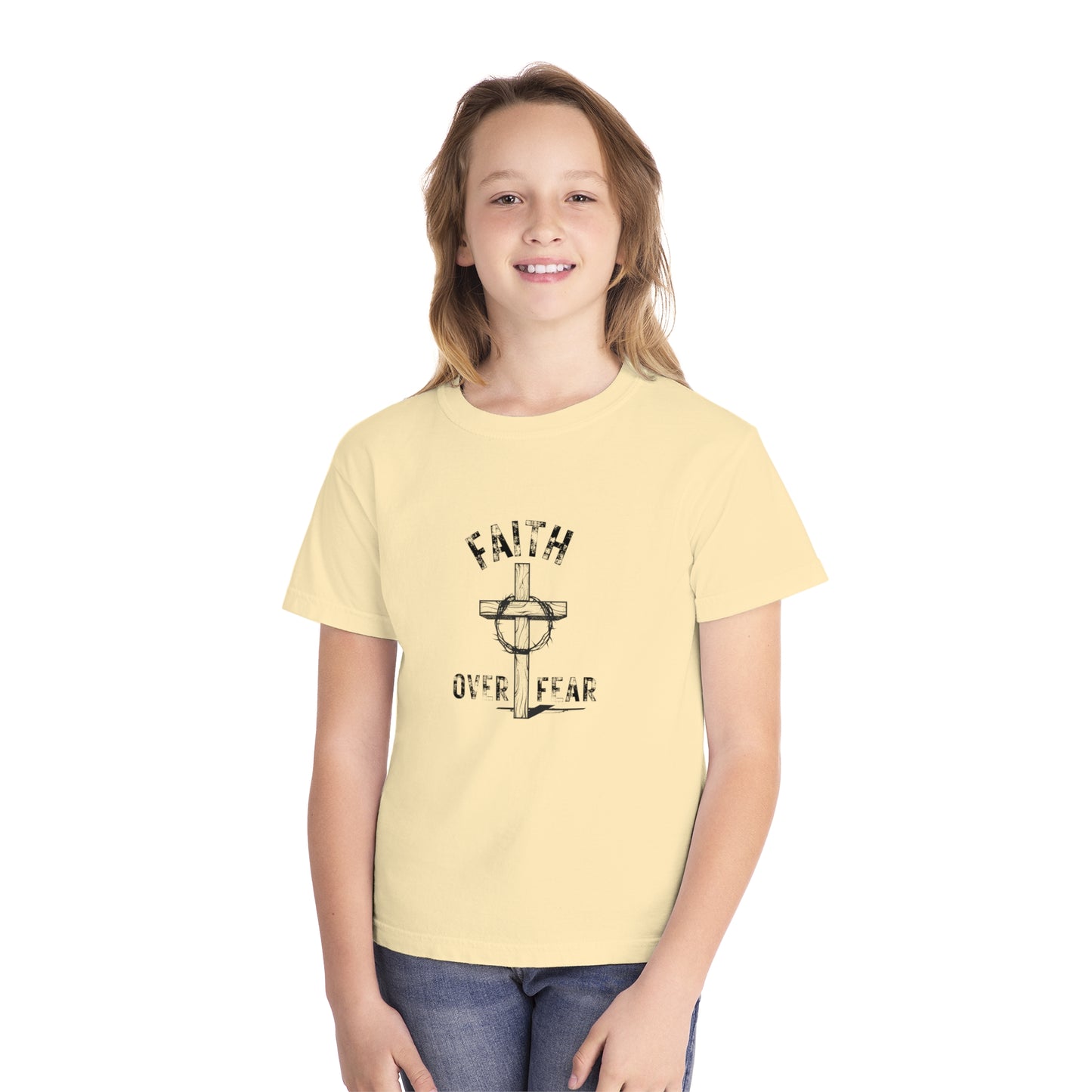 Faith Over Fear Kids Tee 100% Ringspun Cotton Shirt