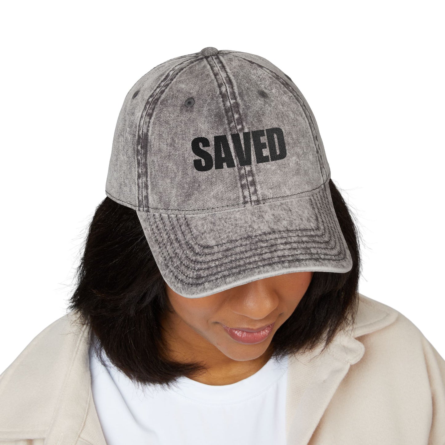 SAVED | Embroidered Cap Vintage, Casual Snapback Hat, Faith-Based Gift, Adjustable Hat