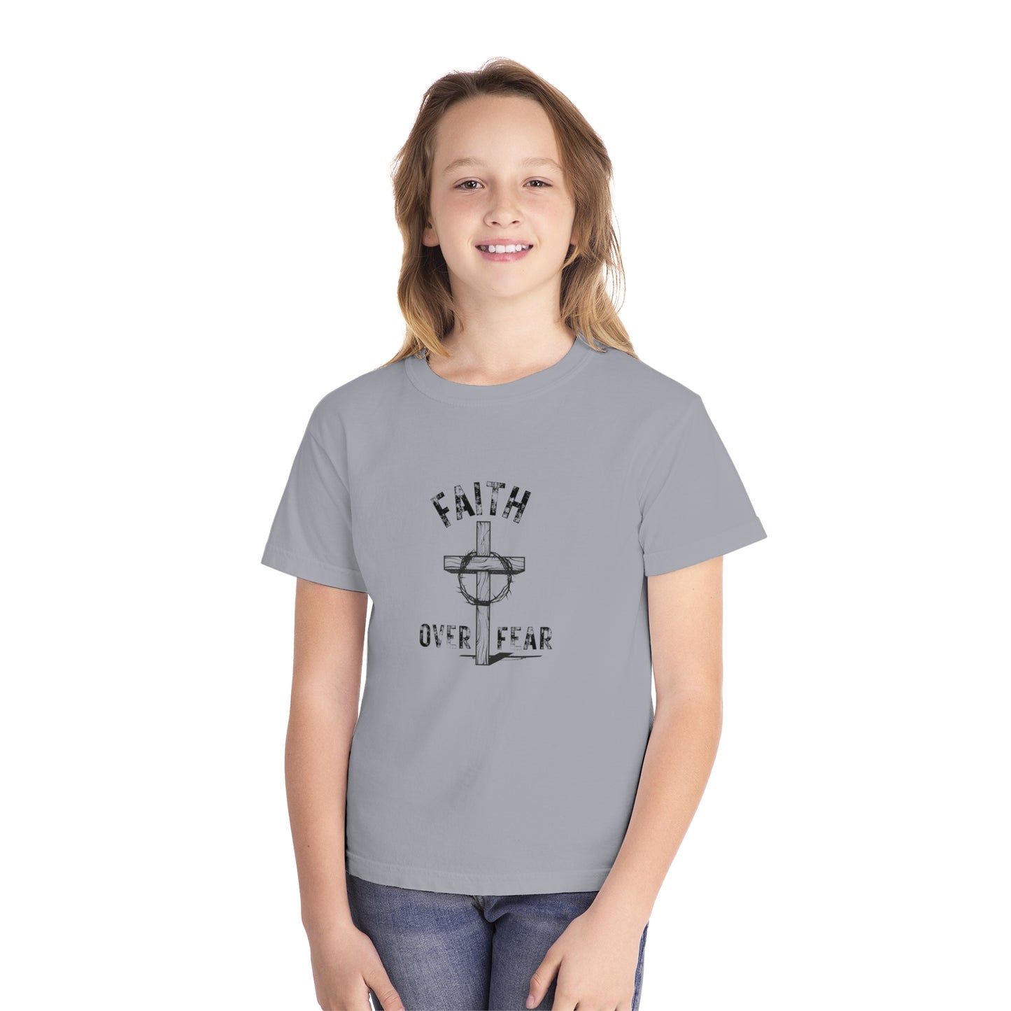 Faith Over Fear Kids Tee 100% Ringspun Cotton Shirt