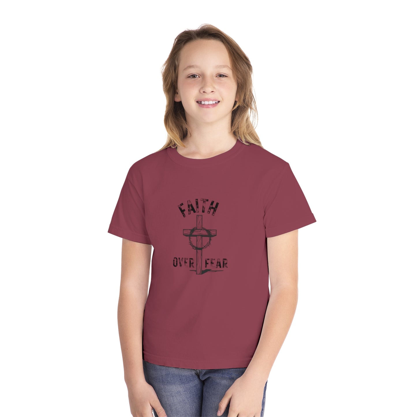 Faith Over Fear Kids Tee 100% Ringspun Cotton Shirt
