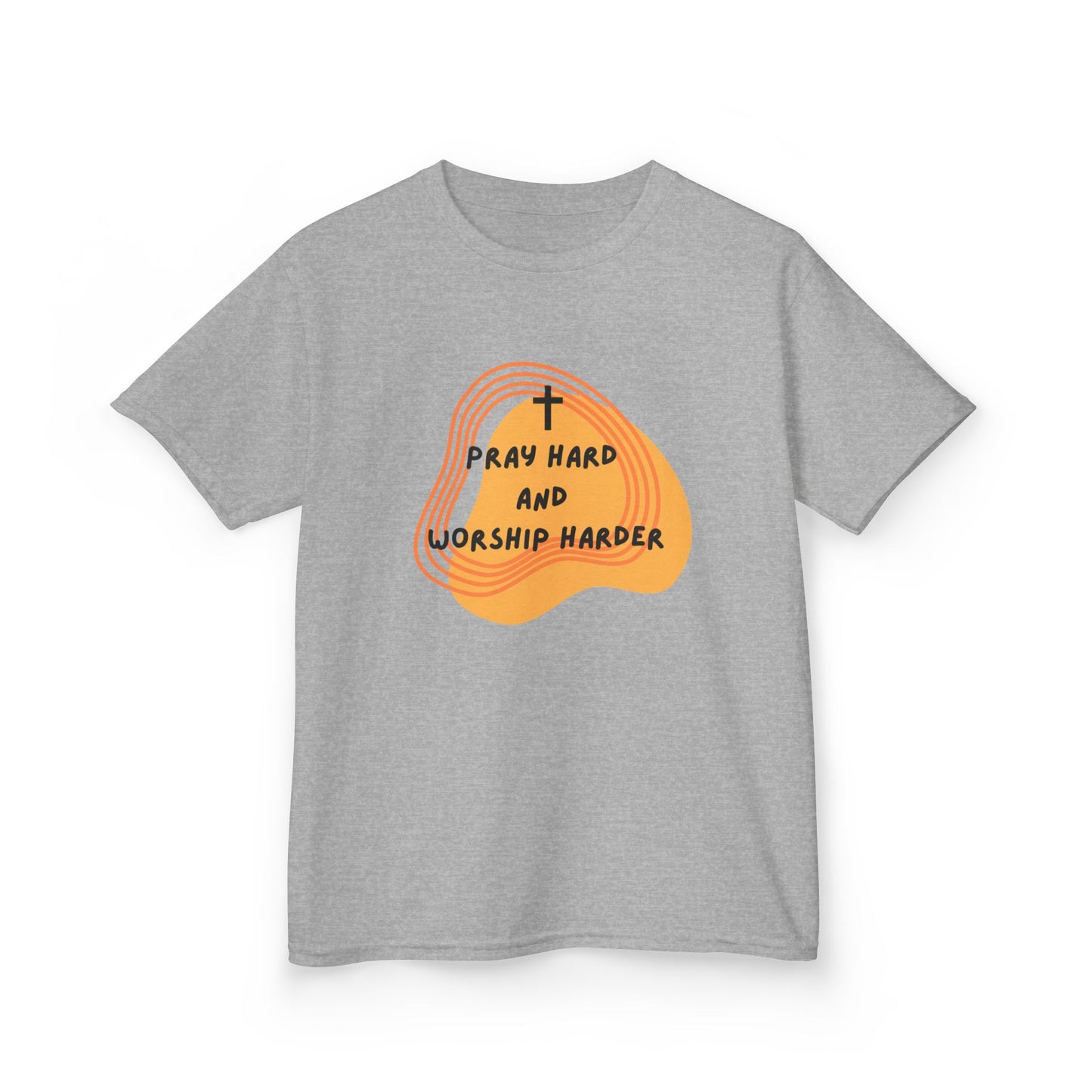 Pray Hard and Worship Harder, Kids Faith-Inspired Tee, Christian Children's Apparel, Youth T-Shirt, Unisex Kids Clothing