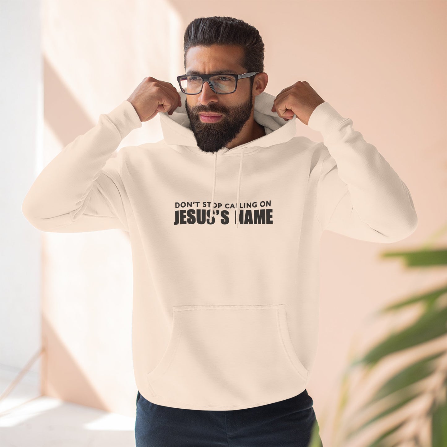 Don't Stop Calling Jesus's Name, Inspirational Fleece Hoodie - Faith, Comfort, Christian Apparel for Everyday Wear, Cozy Church Outfit