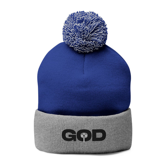 GOD Embroidered Pom-Pom Knit Cap for Faith - Winter Beanie Prayer Cap