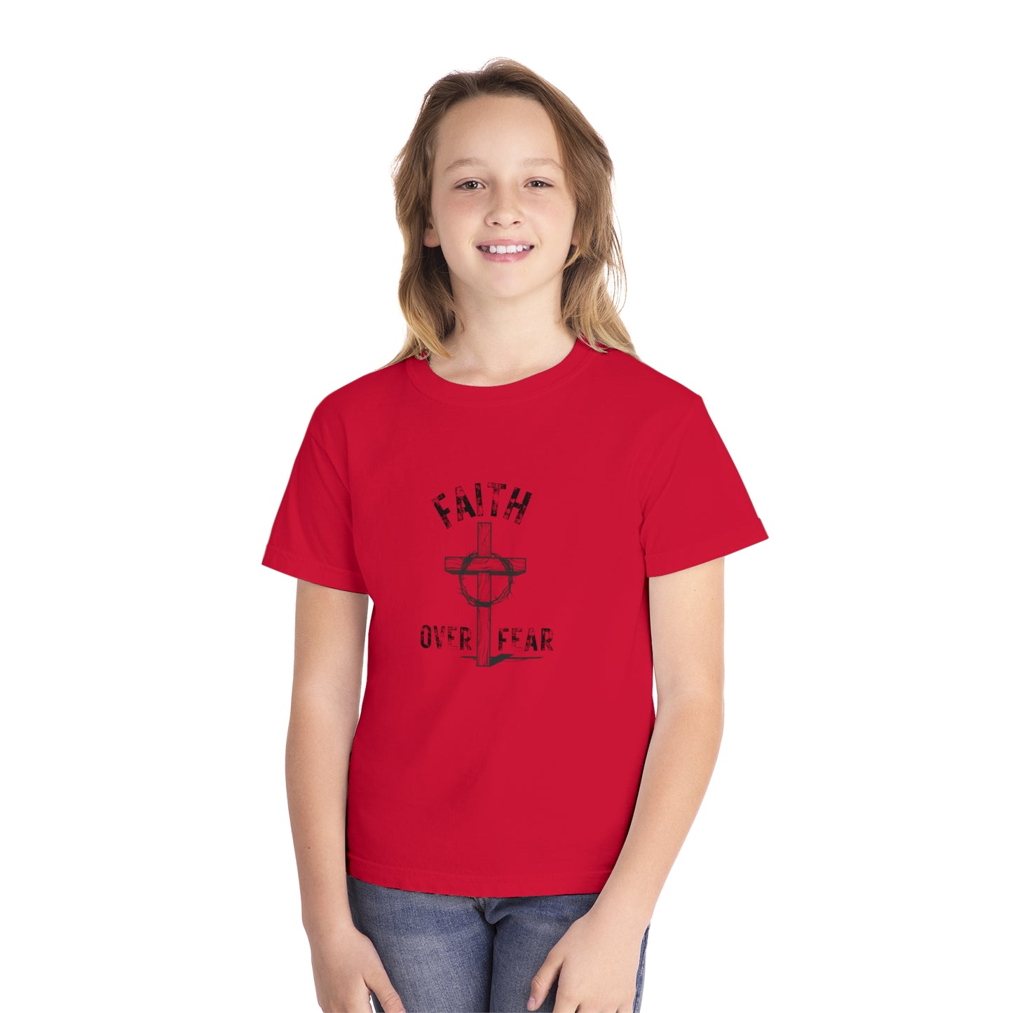 Faith Over Fear Kids Tee 100% Ringspun Cotton Shirt