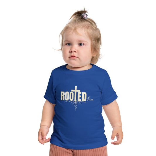 Rooted in Jesus, Baby Tee, Cute Christian Baby Shirt, Infant Clothing, Gift for New Parents, Easter Outfit, Baby Shower Gift