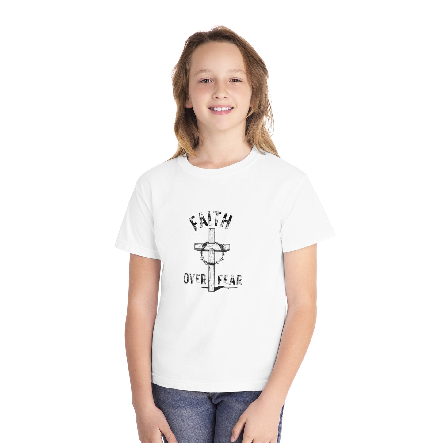 Faith Over Fear Kids Tee 100% Ringspun Cotton Shirt