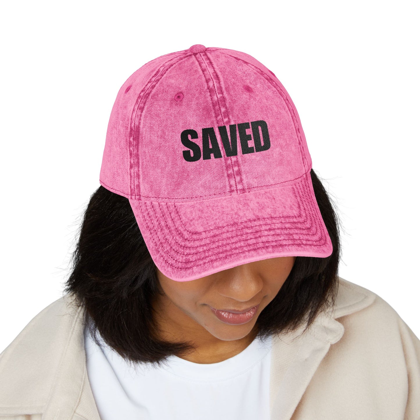 SAVED | Embroidered Cap Vintage, Casual Snapback Hat, Faith-Based Gift, Adjustable Hat