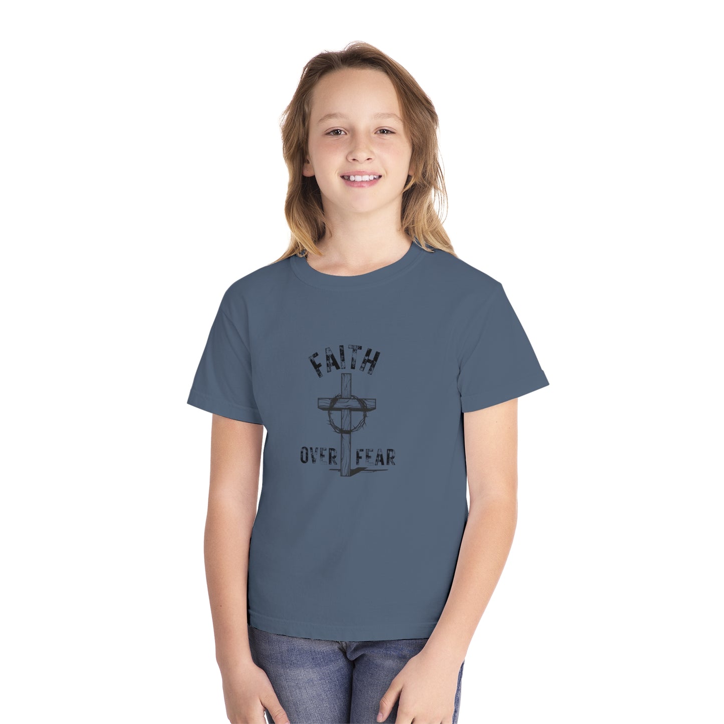 Faith Over Fear Kids Tee 100% Ringspun Cotton Shirt
