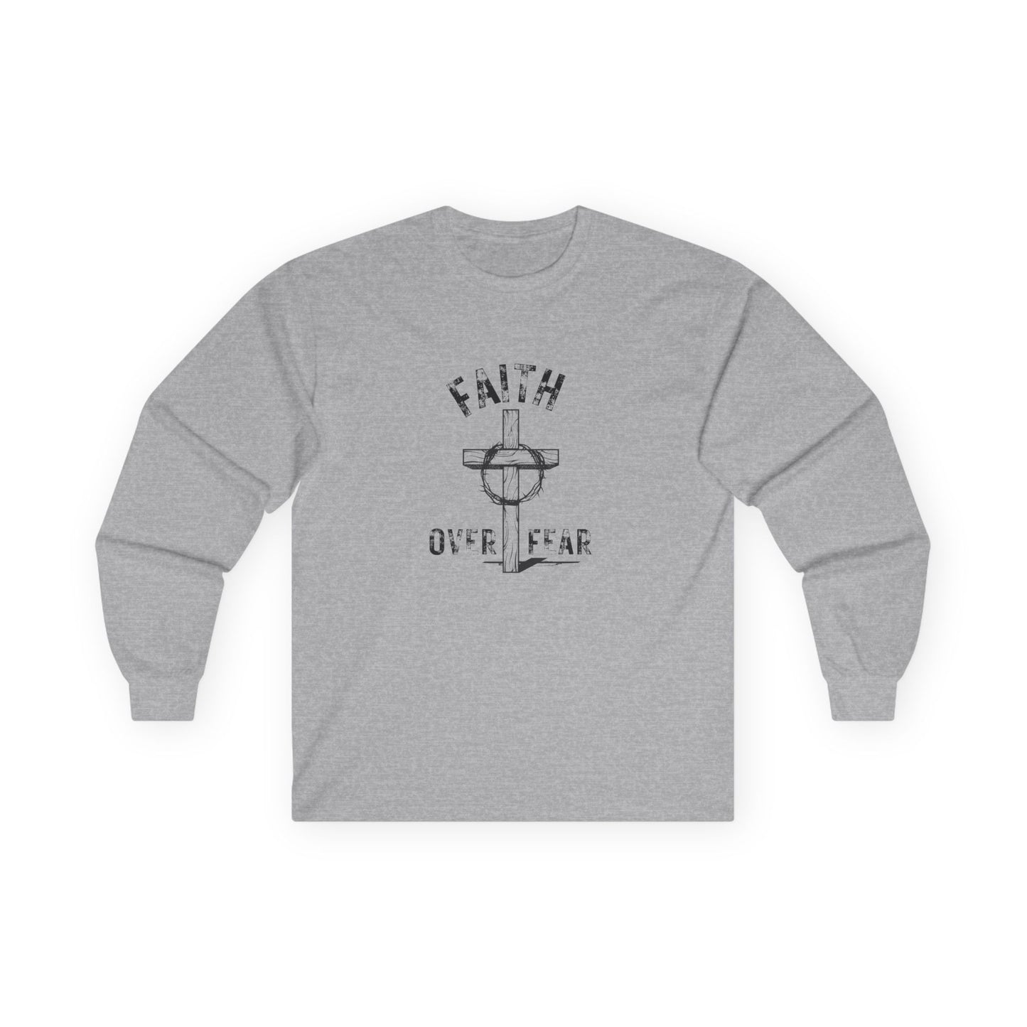 Faith Over Fear Long Sleeve Tee, Unisex Cotton Shirt for Faith-Based Apparel, Comfort Wear