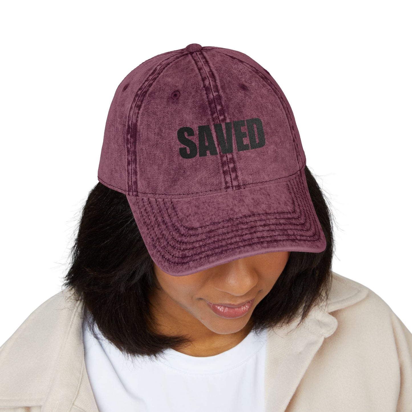 SAVED | Embroidered Cap Vintage, Casual Snapback Hat, Faith-Based Gift, Adjustable Hat
