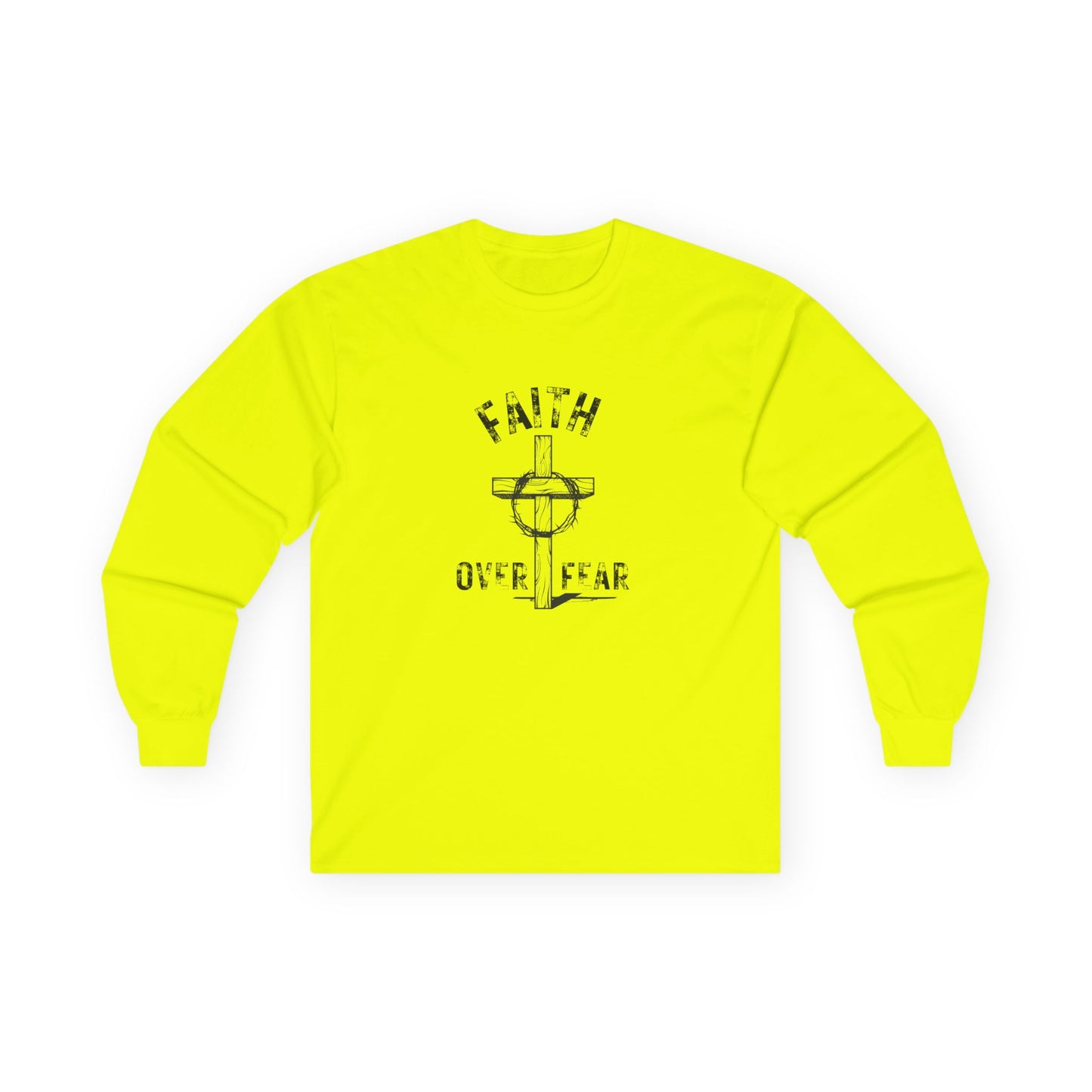 Faith Over Fear Long Sleeve Tee, Unisex Cotton Shirt for Faith-Based Apparel, Comfort Wear