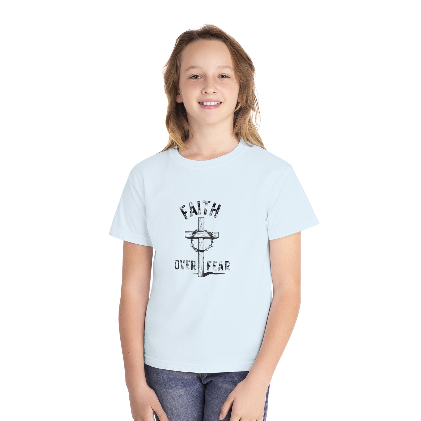 Faith Over Fear Kids Tee 100% Ringspun Cotton Shirt